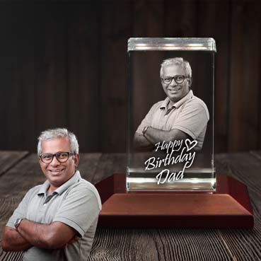Personalised 3D Crystal Birthday Gift for Father (50x80x50mm)