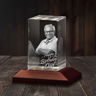 Personalised 3D Crystal Birthday Gift for Father (50x80x50mm)