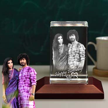 Personalised 3D Crystal Birthday Gift for Boy Friend (50x80x50mm)