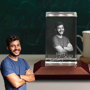 Personalised 3D Crystal Birthday Gift for Son (50x80x50mm)