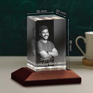 Personalised 3D Crystal Birthday Gift for Son (50x80x50mm)