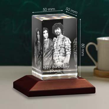Personalised 3D Crystal Birthday Gift for Brother (50x80x50mm)
