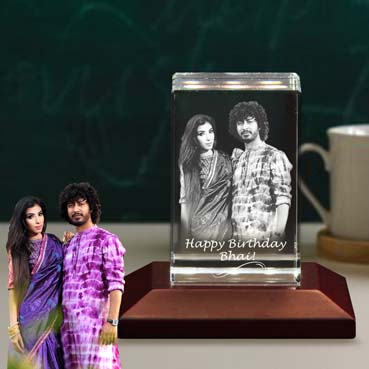 Personalised 3D Crystal Birthday Gift for Brother (50x80x50mm)