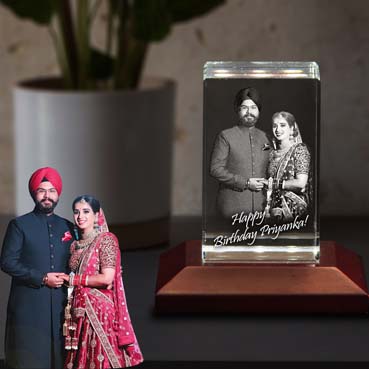 Personalised 3D Crystal Birthday Gift for Wife (50x80x50mm)