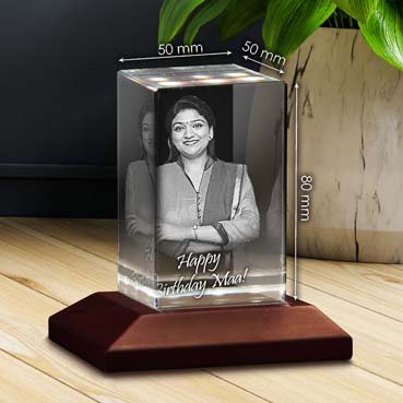 Personalised 3D Crystal Birthday Gift for Mother (50x80x50mm)