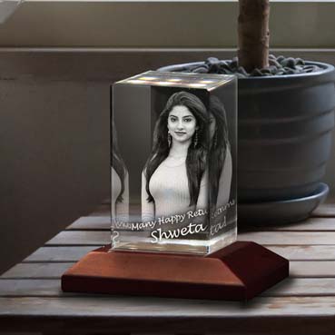 Personalised 3D Crystal Birthday Gift for Female Friend (50x80x50mm)