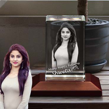Personalised 3D Crystal Birthday Gift for Girl Friend (50x80x50mm)