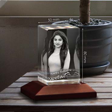 Personalised 3D Crystal Birthday Gift for Girl Friend (50x80x50mm)