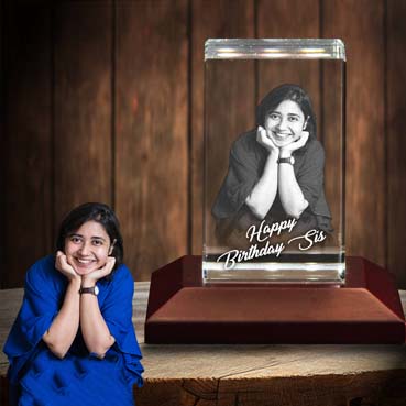 Personalised 3D Crystal Birthday Gift for Sister (50x80x50mm)