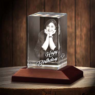 Personalised 3D Crystal Birthday Gift for Sister (50x80x50mm)
