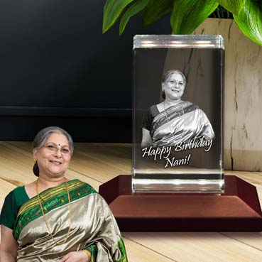 Personalised 3D Crystal Birthday Gift for Grand Mother (50x80x50mm)