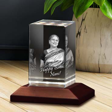 Personalised 3D Crystal Birthday Gift for Grand Mother (50x80x50mm)