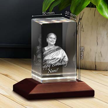 Personalised 3D Crystal Birthday Gift for Grand Mother (50x80x50mm)