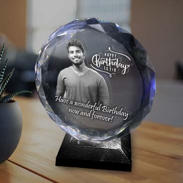 Personalised 3D Crystal Birthday Gift for Male Friend (155x160x40mm)