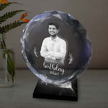 Personalised 3D Crystal Birthday Gift for Brother (155x160x40mm)