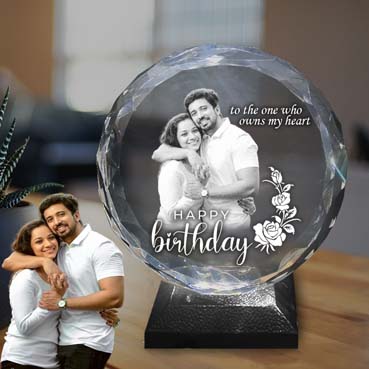 Personalised 3D Crystal Birthday Gift for Girl Friend (155x160x40mm)