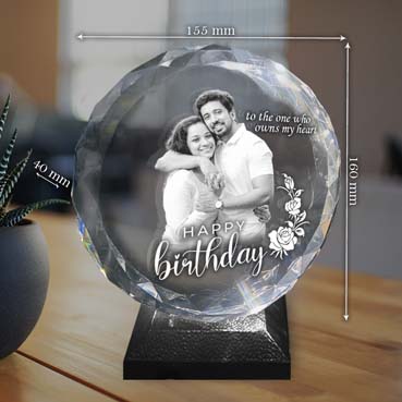 Personalised 3D Crystal Birthday Gift for Girl Friend (155x160x40mm)