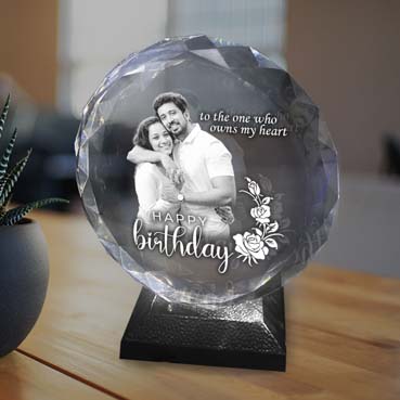 Personalised 3D Crystal Birthday Gift for Girl Friend (155x160x40mm)