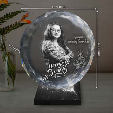 Personalised 3D Crystal Birthday Gift for Daughter (155x160x40mm)