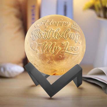 Personalised 3D Moon Lamp for Wife Birthday (14cm,3 colours)