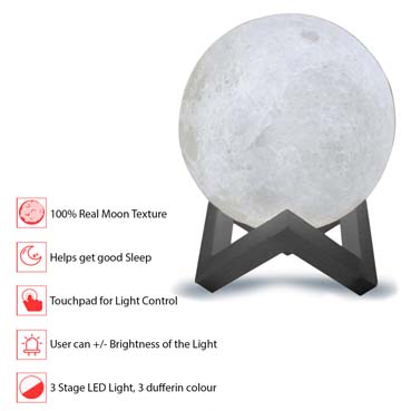 Personalised 3D Moon Lamp for Mother Birthday (14cm,3 colours)