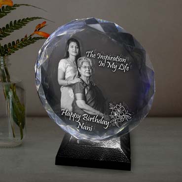 Personalised 3D Crystal Birthday Gift for Grand Mother (155x160x40mm)
