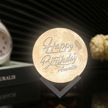 Personalised 3D Moon Lamp for Female Friend Birthday (14cm,3 colours)