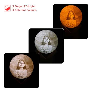Personalised 3D Moon Lamp for Daughter Birthday (14cm,3 colours)