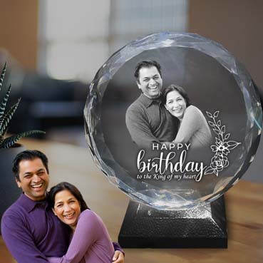 Personalised 3D Crystal Birthday Gift for Husband (155x160x40mm)