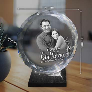Personalised 3D Crystal Birthday Gift for Husband (155x160x40mm)