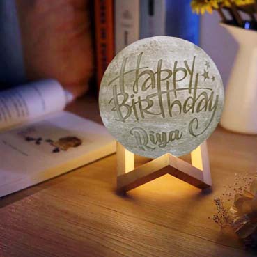 Personalised 3D Moon Lamp for Female Friend Birthday (14cm,16 colours)