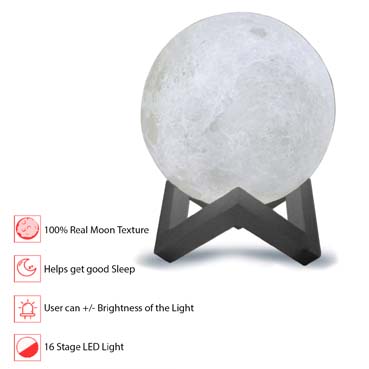 Personalised 3D Moon Lamp for Grand Mother Birthday (14cm,16 colours)