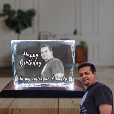 Birthday Gift for Male Friend Personalised 3D Crystal (100x130x25mm)