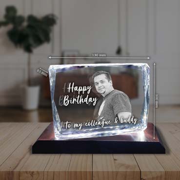 Birthday Gift for Male Friend Personalised 3D Crystal (100x130x25mm)