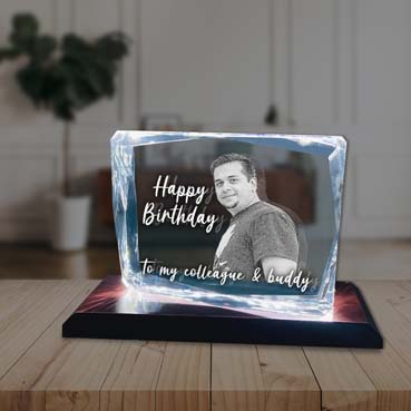 Birthday Gift for Male Friend Personalised 3D Crystal (100x130x25mm)