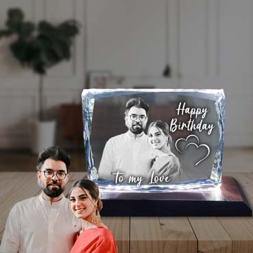 Birthday Gift for Boy Friend Personalised 3D Crystal (100x130x25mm)
