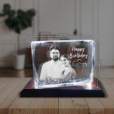 Birthday Gift for Boy Friend Personalised 3D Crystal (100x130x25mm)