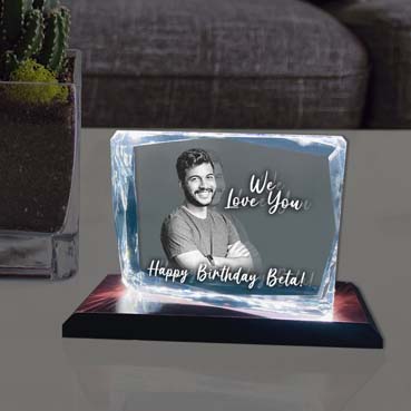Birthday Gift for Son Personalised 3D Crystal (100x130x25mm)