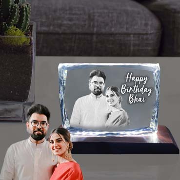 Birthday Gift for Brother Personalised 3D Crystal (100x130x25mm)