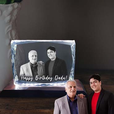 Birthday Gift for Grand Father Personalised 3D Crystal (100x130x25mm)
