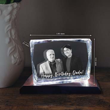 Birthday Gift for Grand Father Personalised 3D Crystal (100x130x25mm)