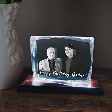 Birthday Gift for Grand Father Personalised 3D Crystal (100x130x25mm)