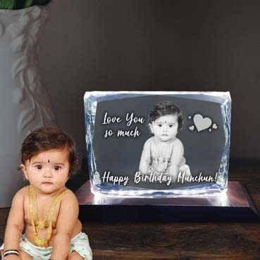 Birthday Gift for Boy Child Personalised 3D Crystal (100x130x25mm)