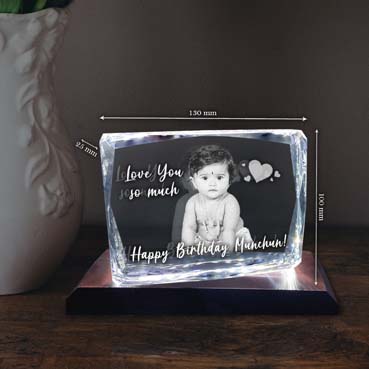 Birthday Gift for Boy Child Personalised 3D Crystal (100x130x25mm)