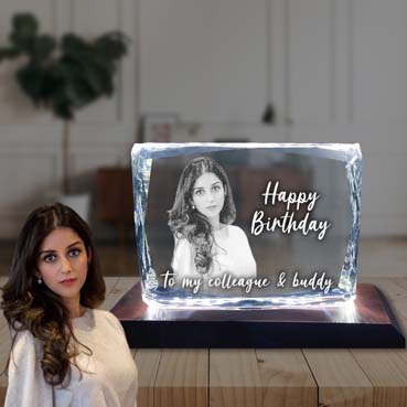 Birthday Gift for Female Friend Personalised 3D Crystal (100x130x25mm)