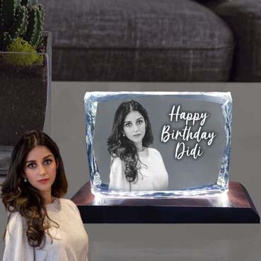 Birthday Gift for Sister Personalised 3D Crystal (100x130x25mm)