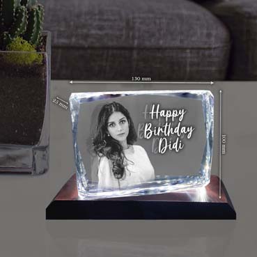 Birthday Gift for Sister Personalised 3D Crystal (100x130x25mm)