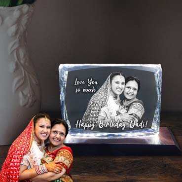 Birthday Gift for Grand Mother Personalised 3D Crystal (100x130x25mm)