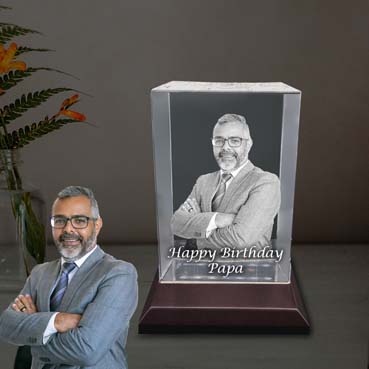 Personalised 3D Crystal Birthday Gift for Father (180x120x65mm)