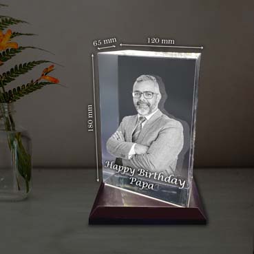 Personalised 3D Crystal Birthday Gift for Father (180x120x65mm)